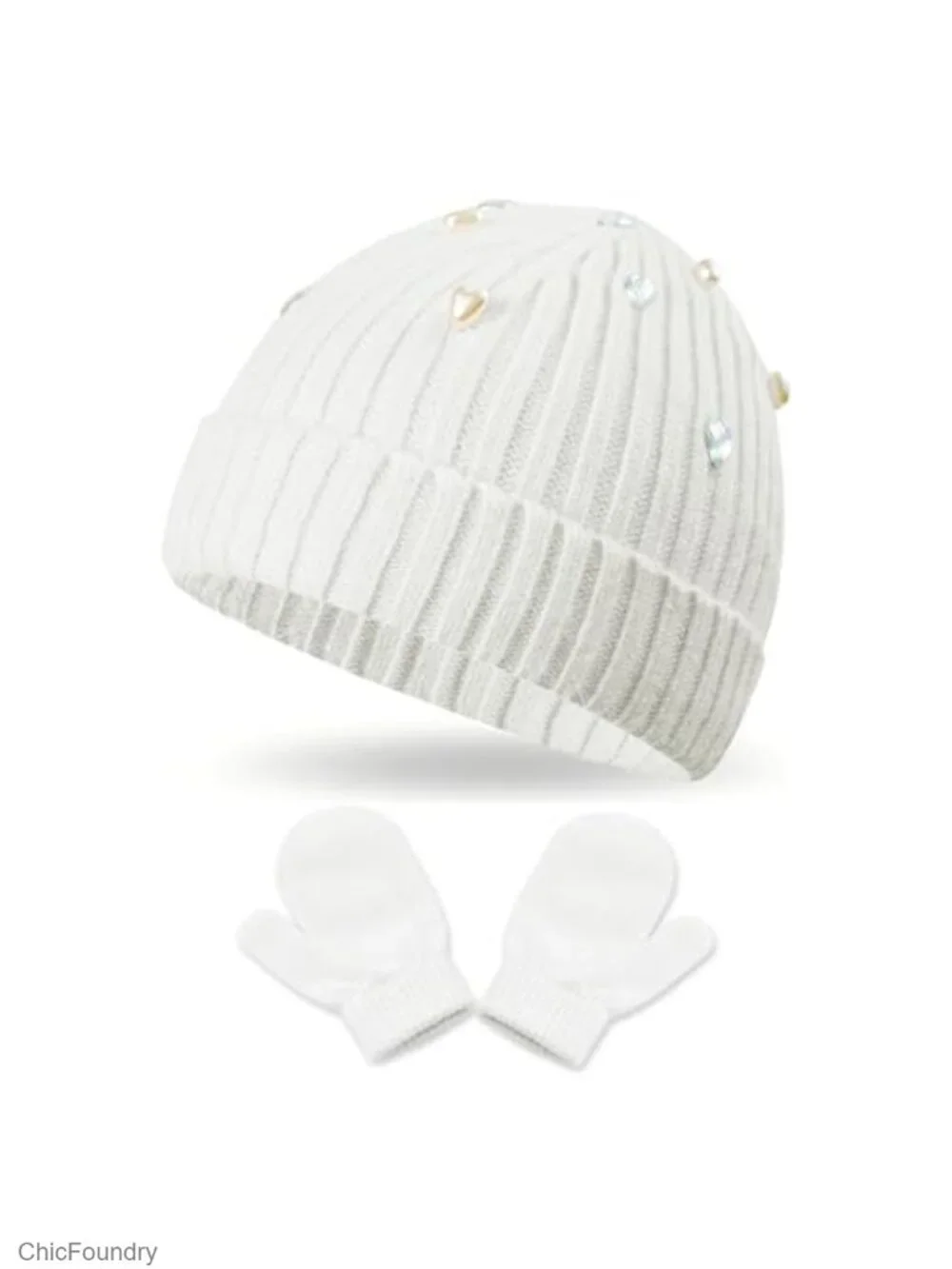 2 Pack Baby Winter Beanie & Mittens Set, Soft Knit Hat with Lined Interior